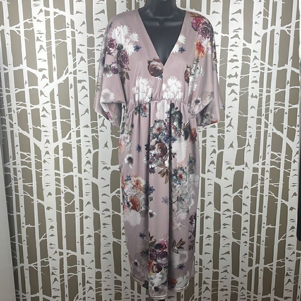 ASOS Floral Print Dolman Sleeve Empire Waist Midi Dress 8
